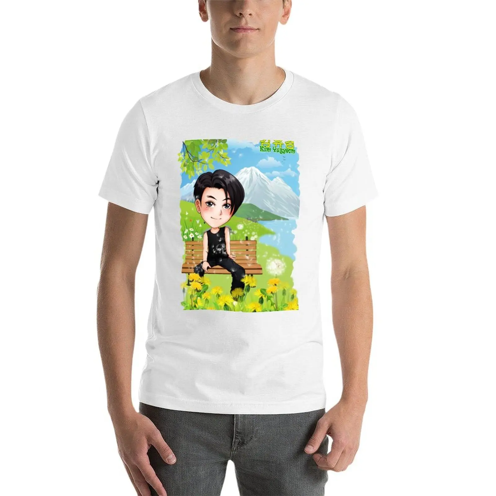 تي شيرت فاخر للرجال YuGyeom t GOT7 [JG0102] قميص أسود عادي رجل كيم مان قطن حزمة التي شيرت لتي شيرت