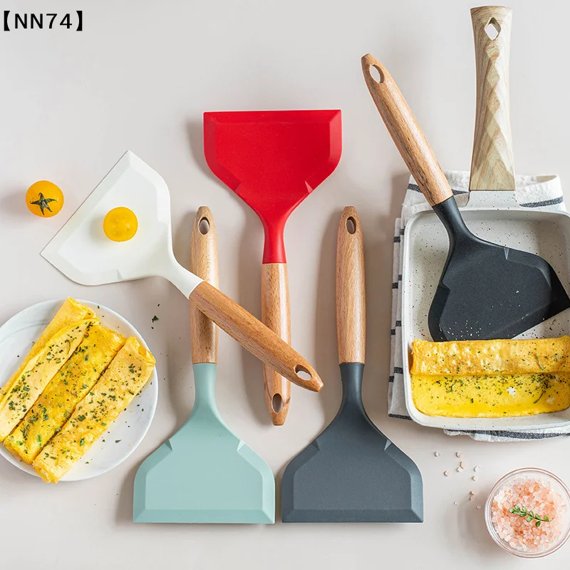 1Pc Silicone Spatula Cooking Utensils Beef Meat Egg Kitchen Scraper Wide Pizza Cooking Shovel Non-stick Spatula Kitchen Tools[J]