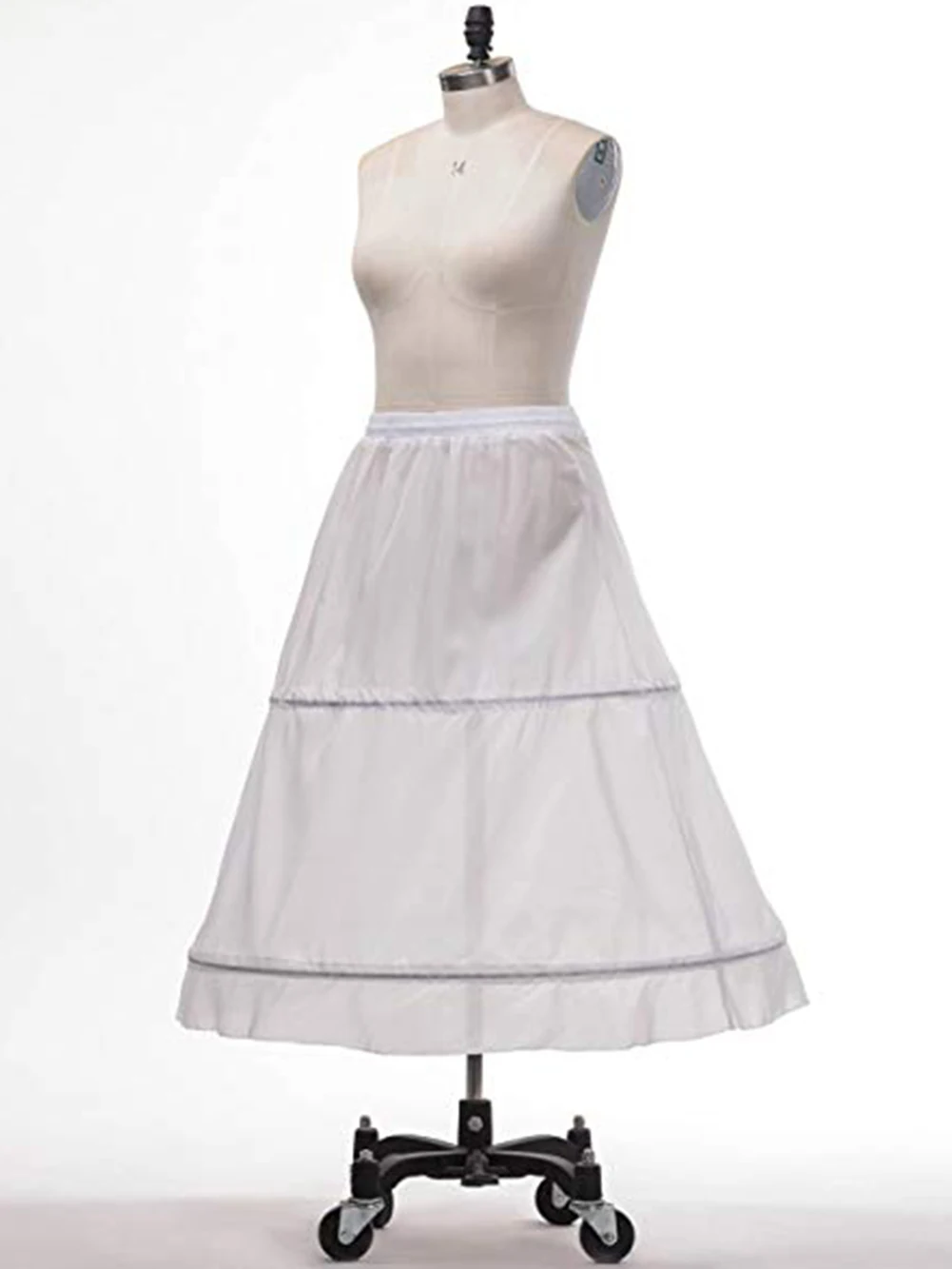 المرأة 2 الأطواق ثوب نسائي أبيض الزفاف نصف زلات فستان الزفاف الكرة ثوب العروس السلة ثوب نسائي كرينولين