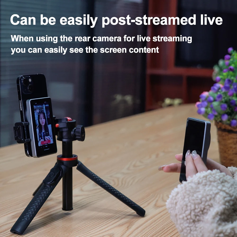 Magnetic Phone Vlog Self Timer Monitor Screen  4-inch HD Focus Adjustment Selfie Screen Rear Camera Monitor For Live Broadcast