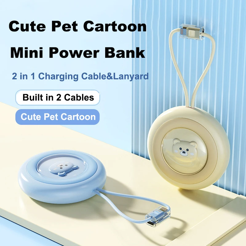 

Mini Power Bank 20000mAh Built in Cable Fast Charging Powerbank External Battery for iPhone 17 X Samsung Huawei Xiaomi Poverbank