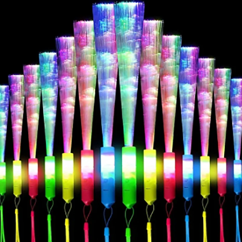 12/24 stks/partij LED Glow Stick Kleurrijke Fiber Glow Stick LED Speelgoed Party Nachtlampje Props Kerst Verjaardagscadeau bruiloft Party Gift