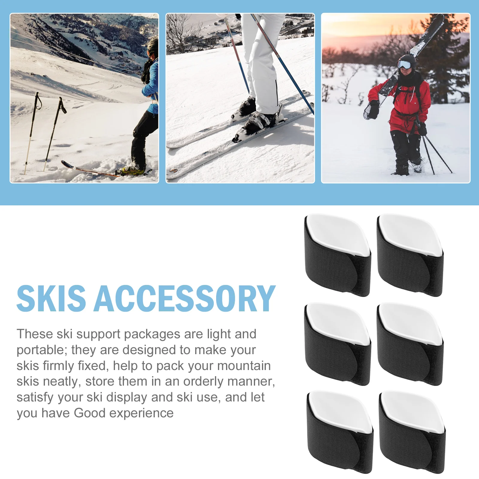 6 Pcs Ski Strap Skiing Board Supplies Sledge Fixing Snowboard Accessories Nylon Skis