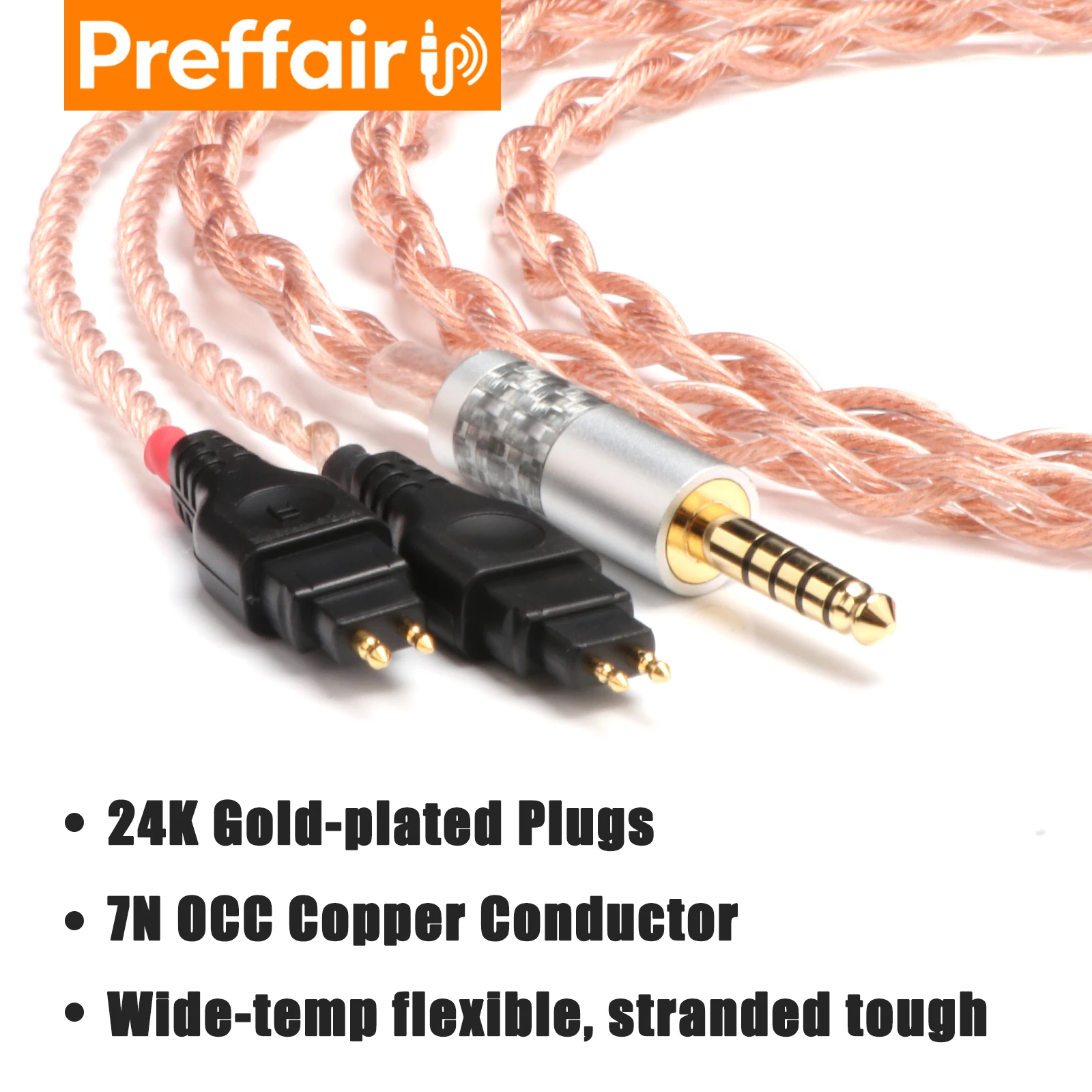 Preffair 4 Strands 7N OCC Copper Upgrade Headphone Cable XLR 2.5mm 3.5mm 4.4mm 6.35mm HiFi Cable For HD650