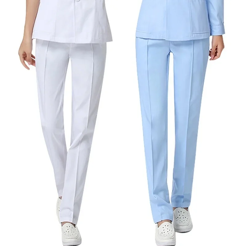 Nurse Pants Scrubs Women Elastic Waist Medical Lab Hospital Doctor Works Trousers with Pockets