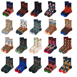 Tide socks men's and women's fashion trend socks in high tube couple socks art illustration men's socks sports socks