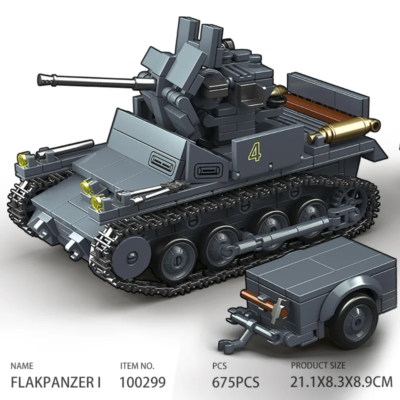 The First Air Defense Tank Assembly Building Block Self-Mounted Anti-Aircraft Gun Military World Toy Gift