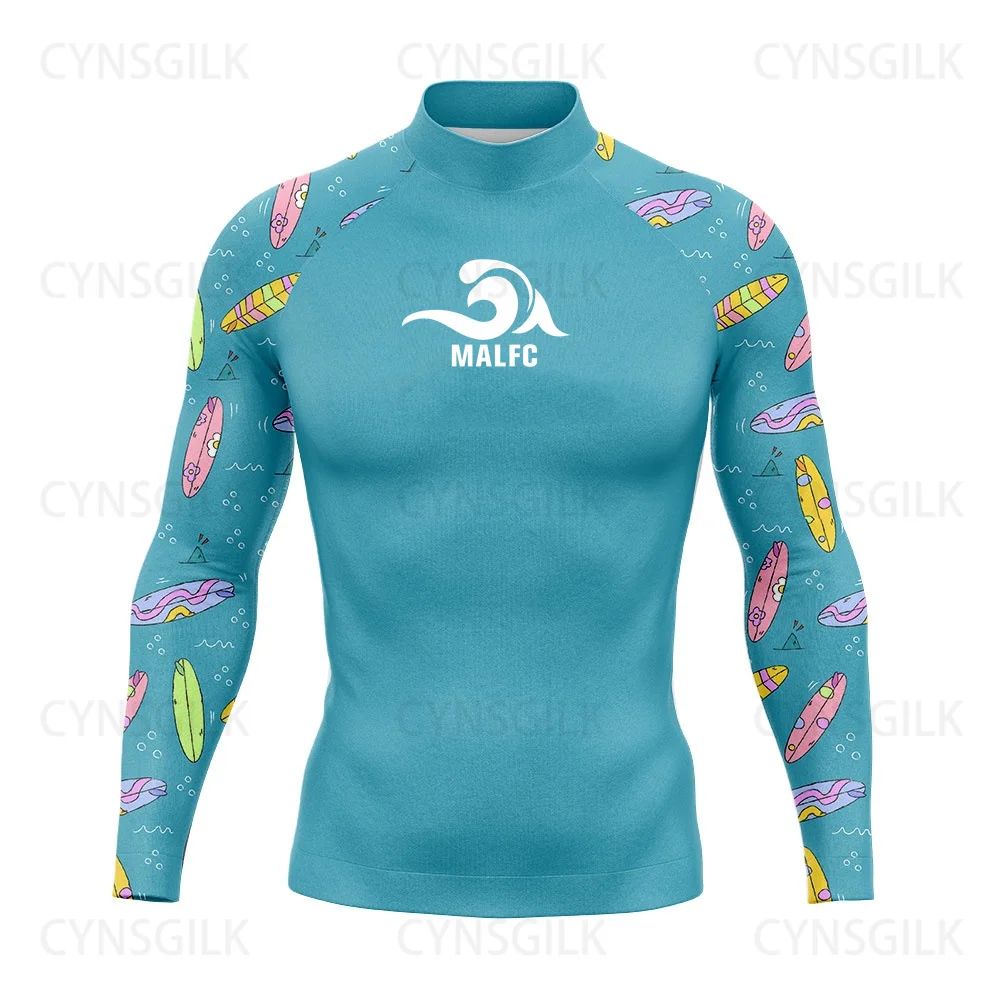 

MALFC Rash guard for men Surfing Clothes Swimsuit Rashguard Surf Wear UPF 50 Water Sport Long Sleeve T-shirt Swimwear snorkeling