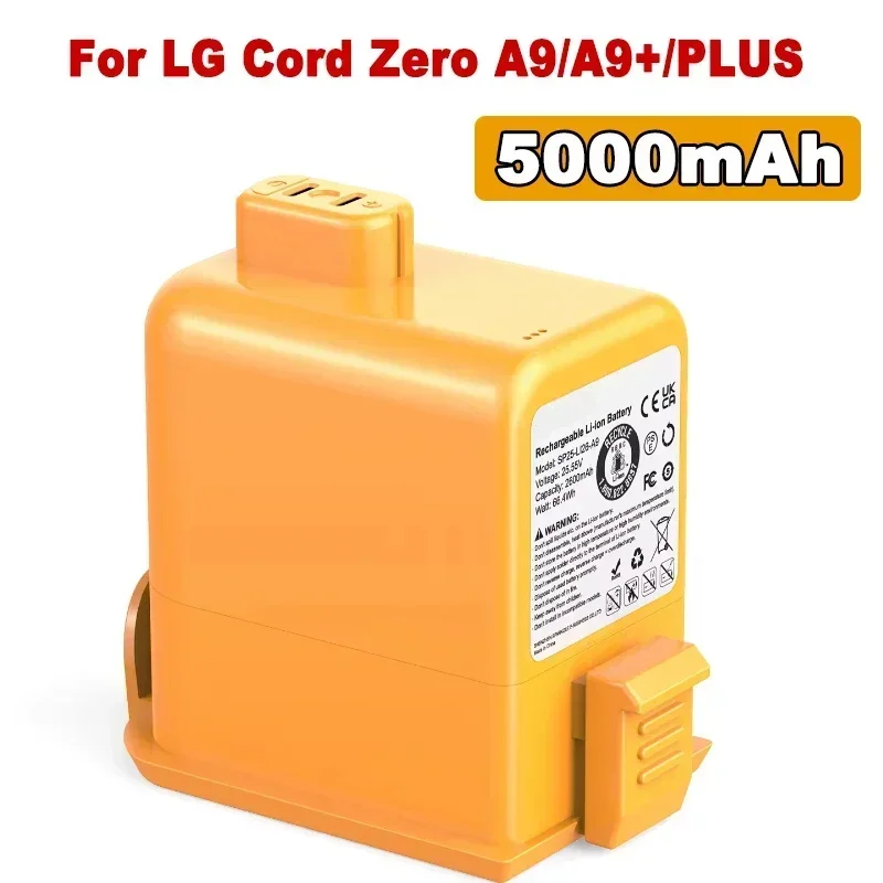 for LG A9 Cord Zero Replacement Battery compatibility A9,A9S,P9,A9K-CORE,A9MAX,A9T-Ultra,A9K-PRO,A9N,A9M,A9 Plus 25.55V 5000mAh