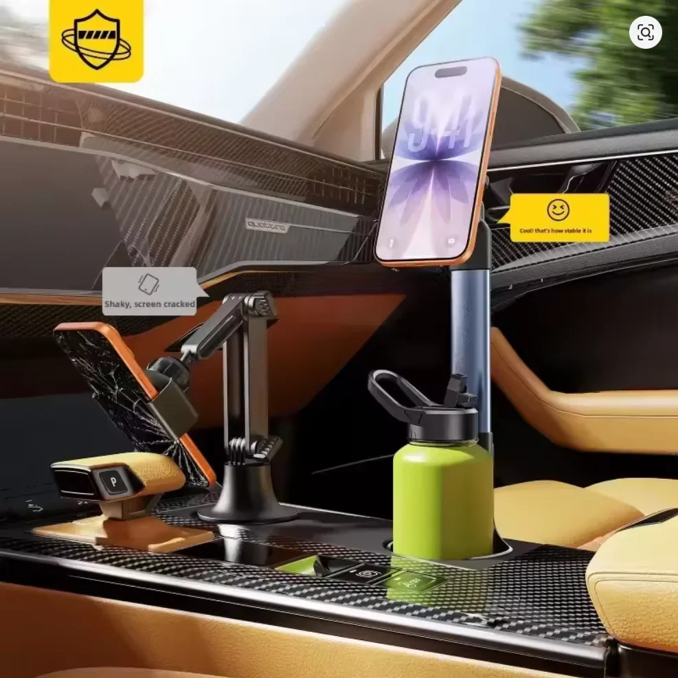 2-In-1 Car Coffee Cup Holder Super Practical Car Cup Mount Extra-Strong Magnetic 360° Rotation Car Phone Mount For Cell Iphone