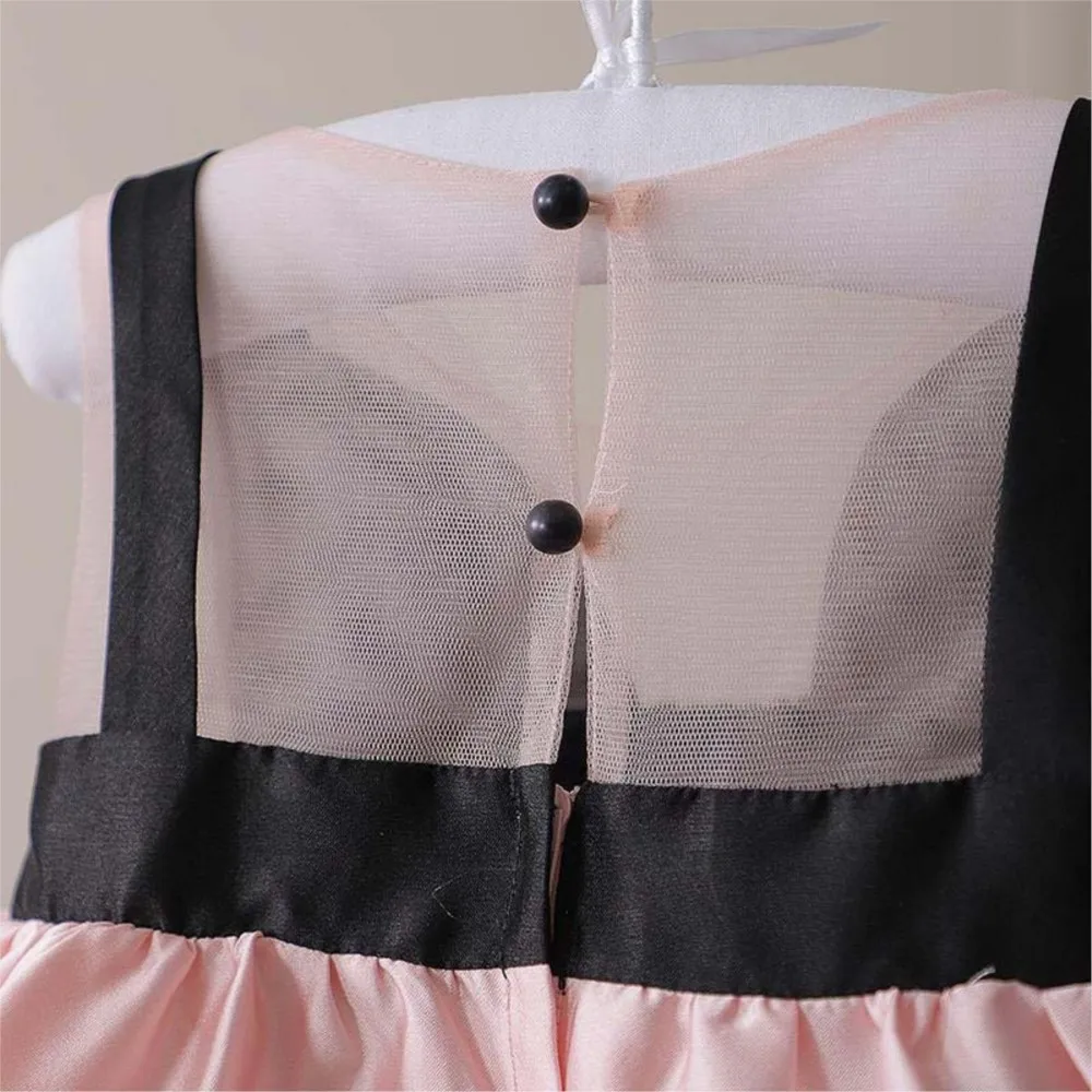 Robe longue de princesse avec nœud papillon pour fille, tenue de fête, queue rose, 2006/longue