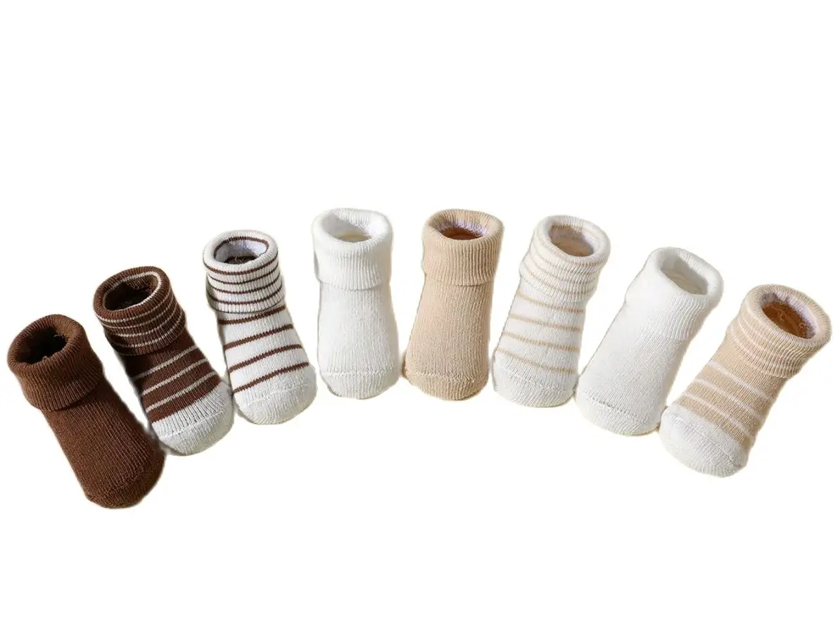 4 أزواج من جوارب الأطفال من عمر 0 إلى 12 شهرًا، جوارب ناعمة مضادة للانزلاق للأولاد والبنات، جوارب كاحل لطيفة للأطفال حديثي الولادة للربيع والخريف #4