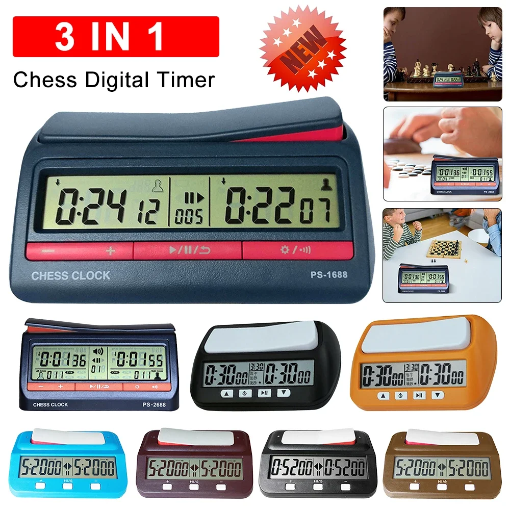 Chess Digital Timer Professional Advanced Countdown Clock with Bonus Delayed 3-in-1 USB Charging Stopwatch for Family Match