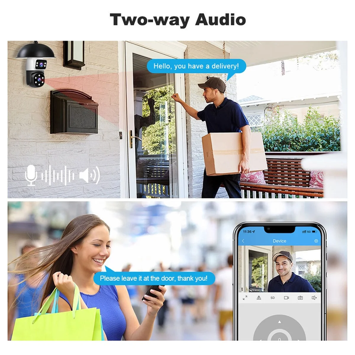 

ABJZ 4-мегапиксельная лампа Wi-Fi PTZ-камера наблюдения Беспроводная 2-мегапиксельная двойная линза, ночное видение, отслеживание человека, радионяня безопасности