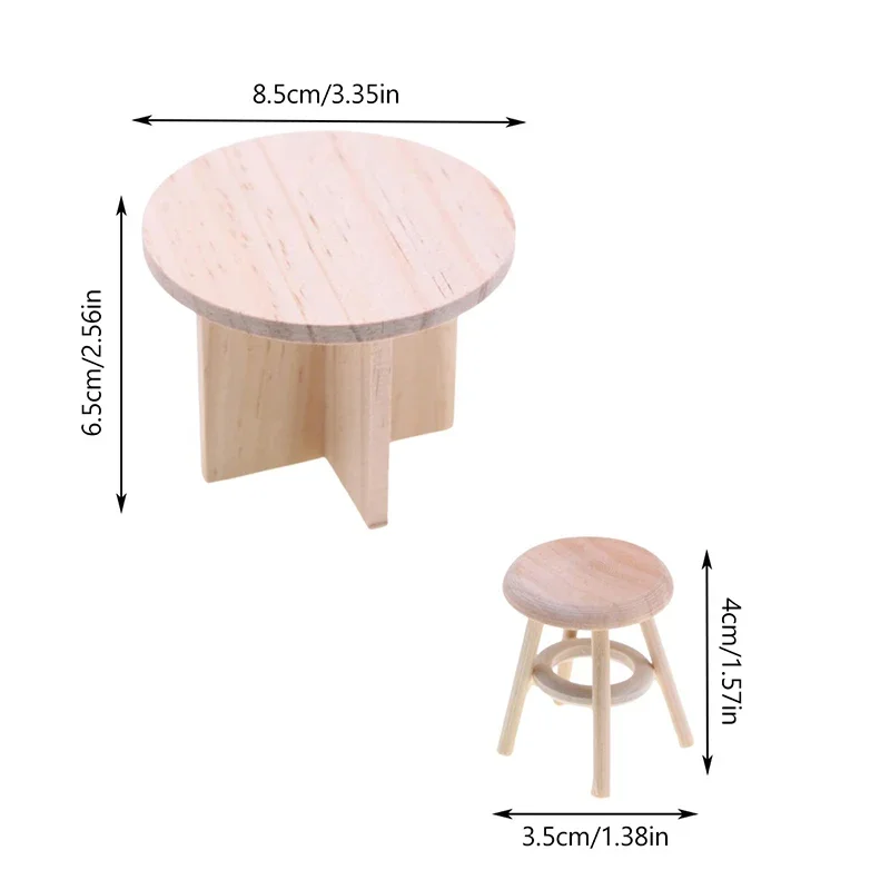 Juego de muebles para casa de muñecas en miniatura 1/12; Juego de mesa de comedor, sillas y taburetes para decoración del hogar de muñecas, colección de juguetes