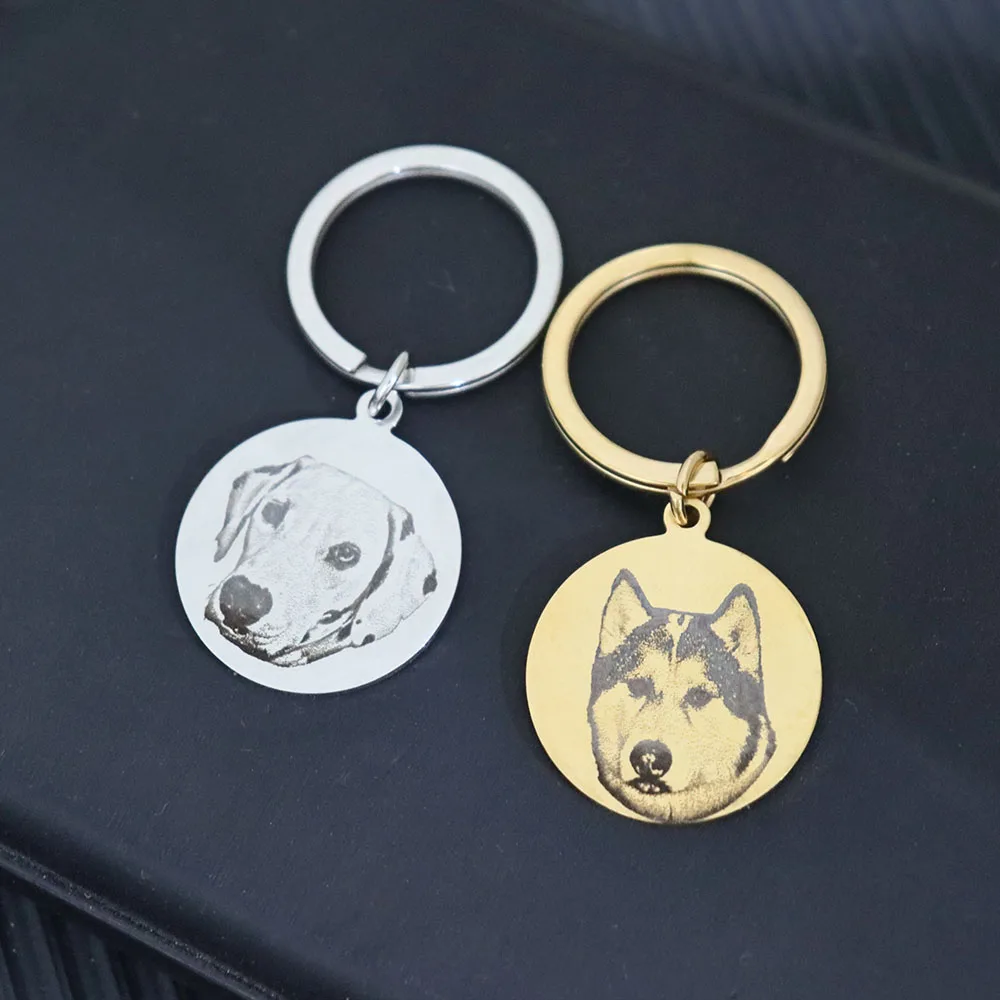 

Custom Photo Keychain Stainless Steel Personalized Portrait Picture Keyring Birthday Gift For Family Lover Jewelry For Men Women