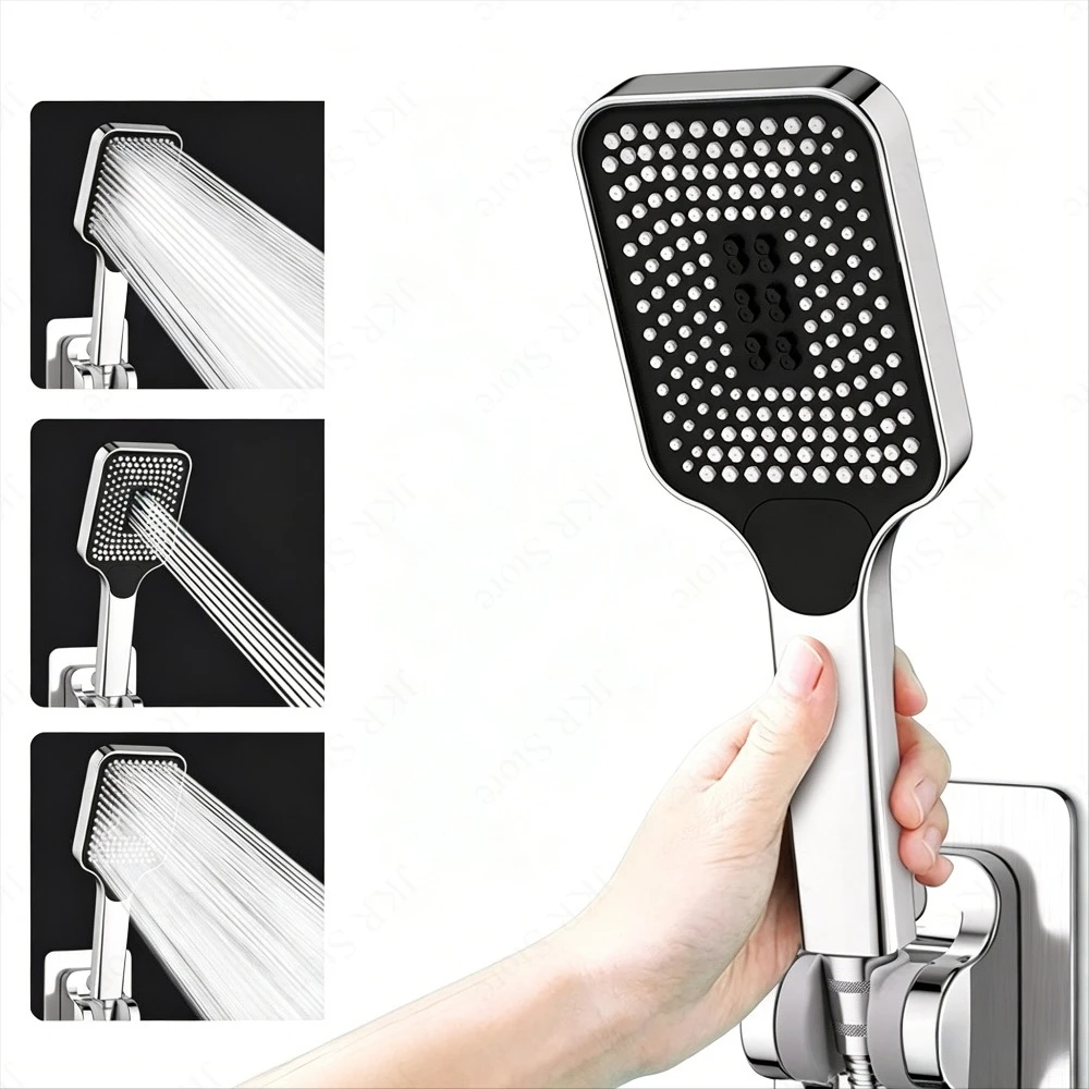

1Pc Bathroom Handheld Shower Head 3 Settings Adjustable Rainfall High Pressure Water Saving Mixer Large Flow for Home Use