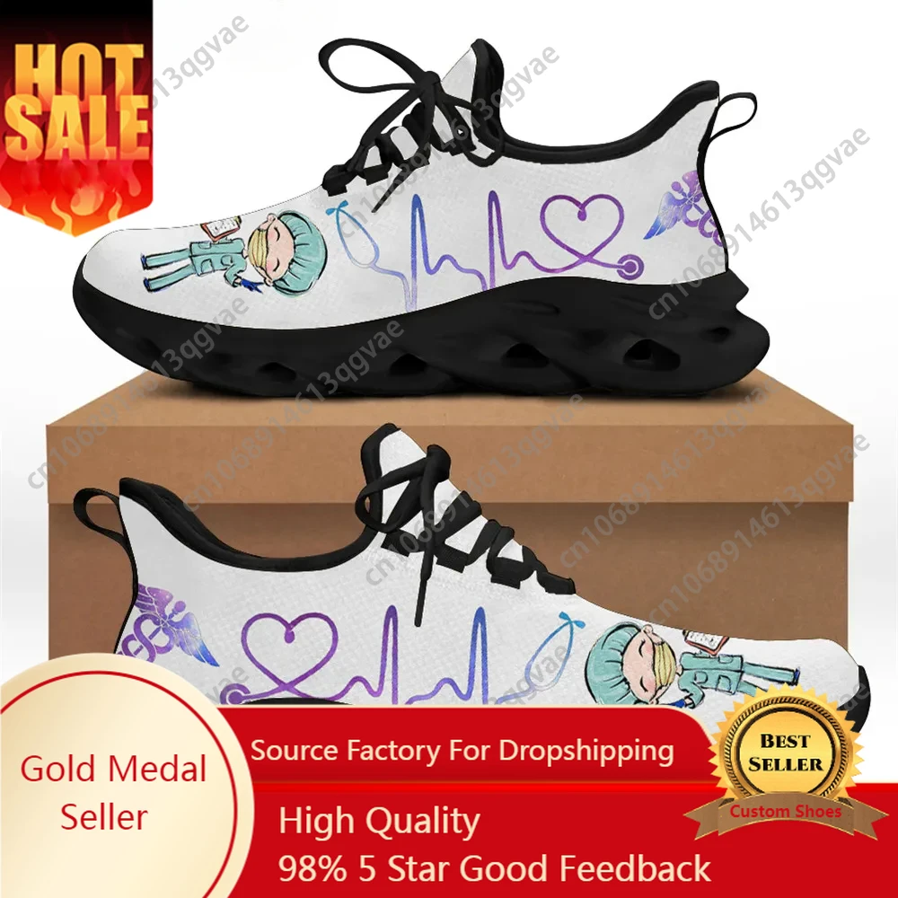 

Women White Nursing Shoes Cute Cartoon Nurse Doctor Healthcare Brand Design Ladies Mesh Flats Sneakers Zapatillas