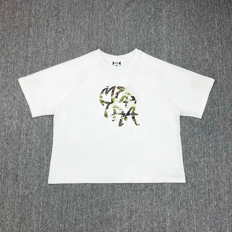 

Mertra T-shirt Camouflage Letter Logo Print Loose Round-neck Short-sleeved UK Streetwear Brand Mertra Top Tshirts Real Photos