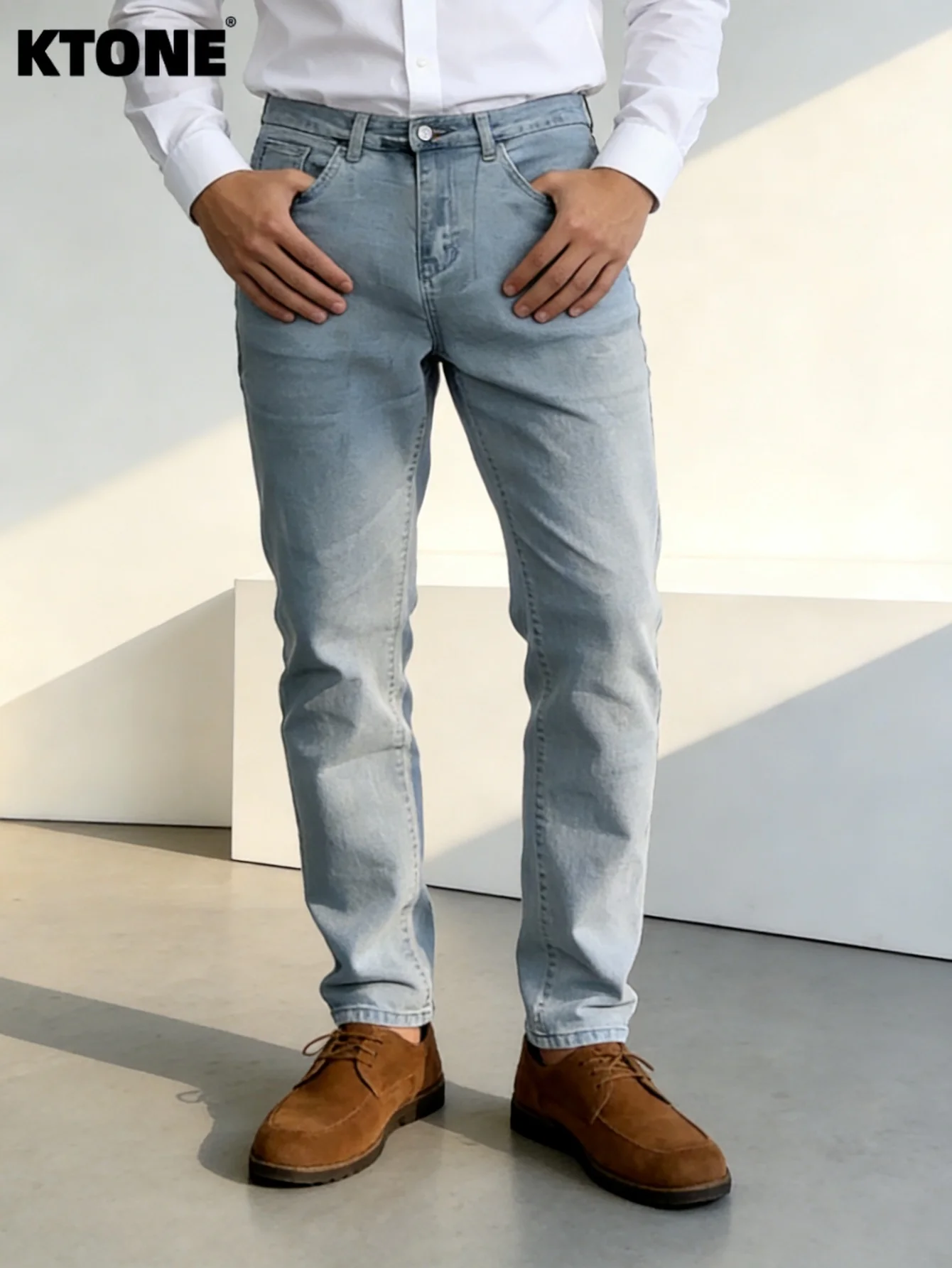 

Urban Blue Slim Jeans For Man Original Y2K Drip Fashion Casual Trousers No accessories or belts included