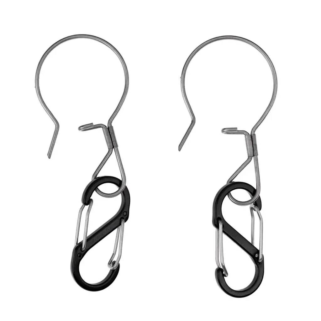 Mousqueton de pêche à crochets multifonctions, 2 pièces, porte-clés, anneau, Clips pour Sports de plein air