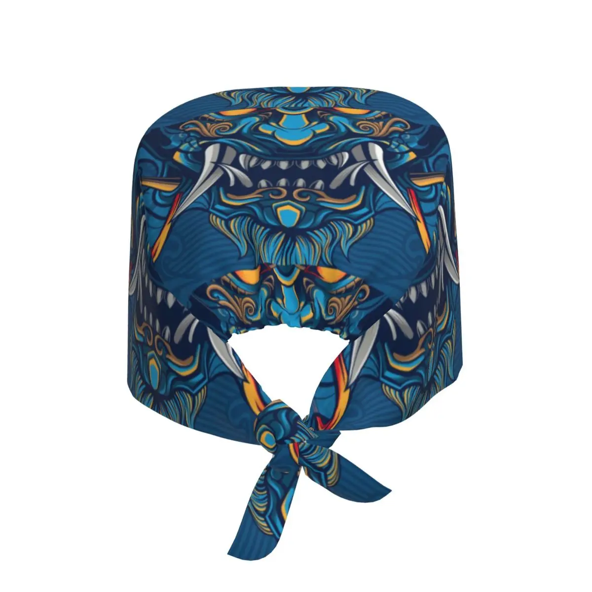 Hannya Oni Warrior Samurai Scrubs Cap Surgical Hats Demon Japanese Fangs Samurai Operating Room Cap Nursing Cap Lab Works Hat