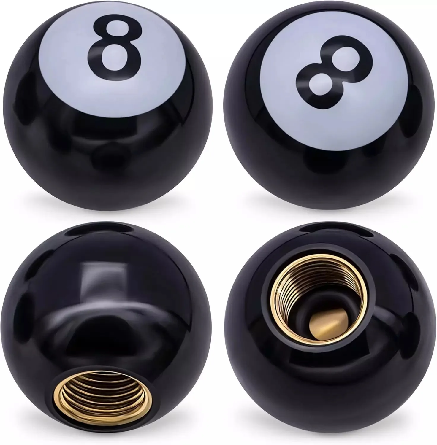 

Set of 4 Tire Wheel Valve Stem Caps Hot Rat Rod ATV Bike Car Truck- 8 ball pool