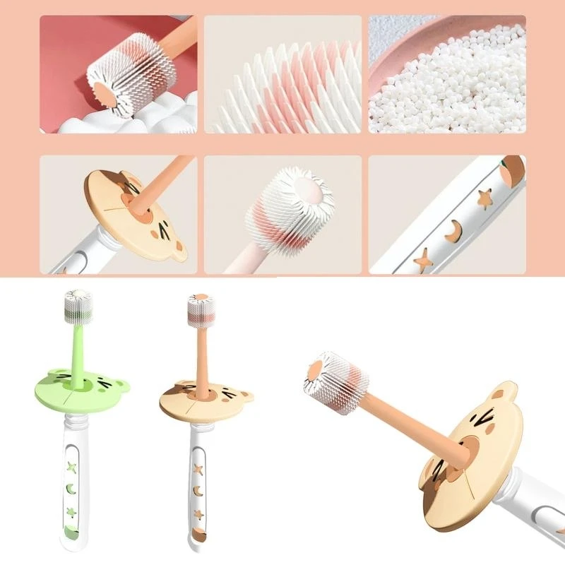 

J15U Baby 360-degree Rotation Toothbrush Children Safety Soft-bristled Toothbrush Newborn Kids Soft Silicone Training Baay