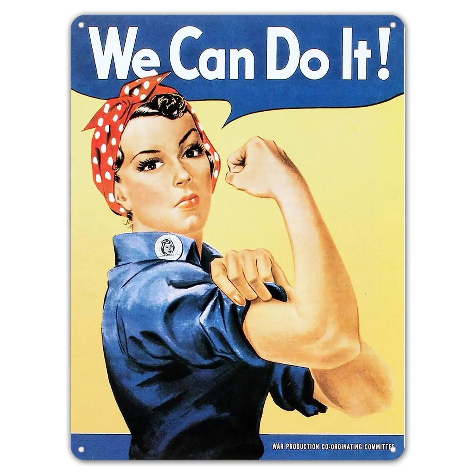 ZYPENG Rosie The Riveter We Can Do It WW2 Military Retro Vintage Style Metal Tin Sign 16 x 12 inches