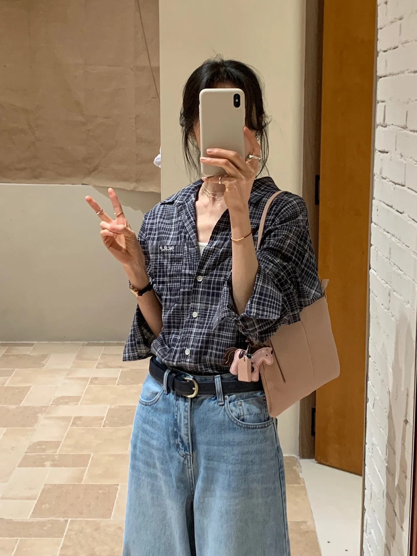 

YNVN Plaid Shirt Two-Piece Set Women Loose Lazy Style Long Sleeve Shirt Spring 2026 New Arrival French Style Loose Fit Breath...