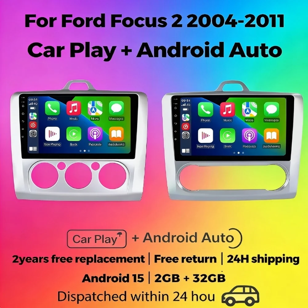 MEKEDE Android 15 Autoradio Head Unit 2 Din Car Radio For Ford Focus 2 3 Mk2/Mk3 2004-2011 Stereo Player Car multi-media display