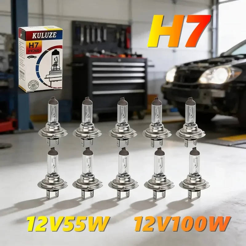 10 PCS H7 12V55W 100W Clear Quartz Glass Car Lights Px26d Headlight Auto Halogen Bulbs Wholesale High And Low Lights Wholesale