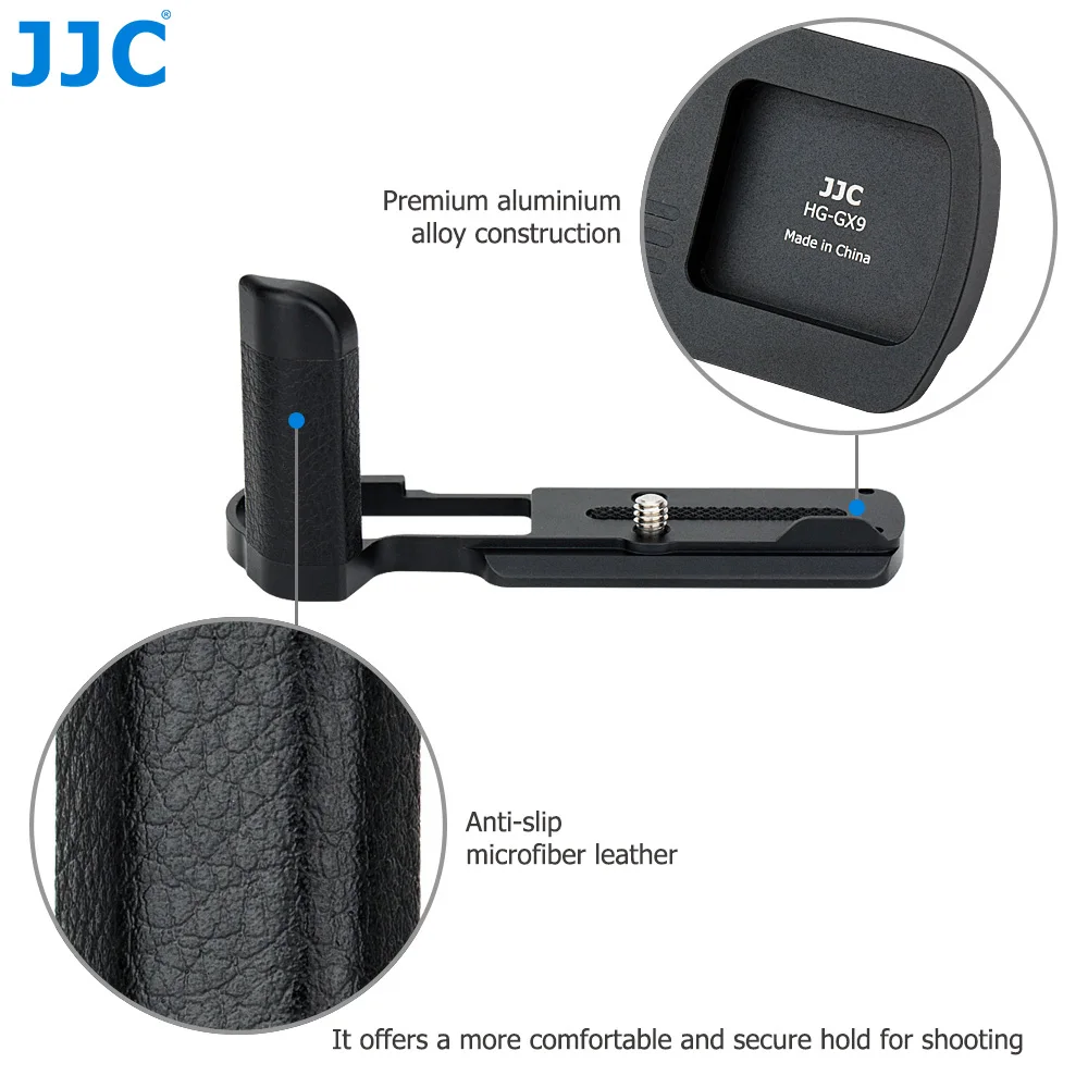 JJC DMW-HGR2 Kim Loại Cầm Tay Camera Grip Chân Máy Phát Hành Nhanh L Plate Chân Đế Cho Máy Ảnh Panasonic Lumix GX9 GX85 GX80 GX7 mark III II