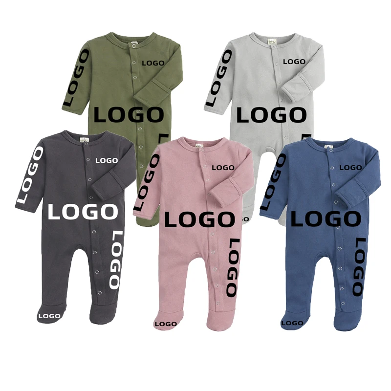 

Customized Baby Boy Girl Rompers Clothes Solid Pajamas Infant Jumpsuit Footed Covered Jumpsuits Bodysuit Newborn Onesies Outfits
