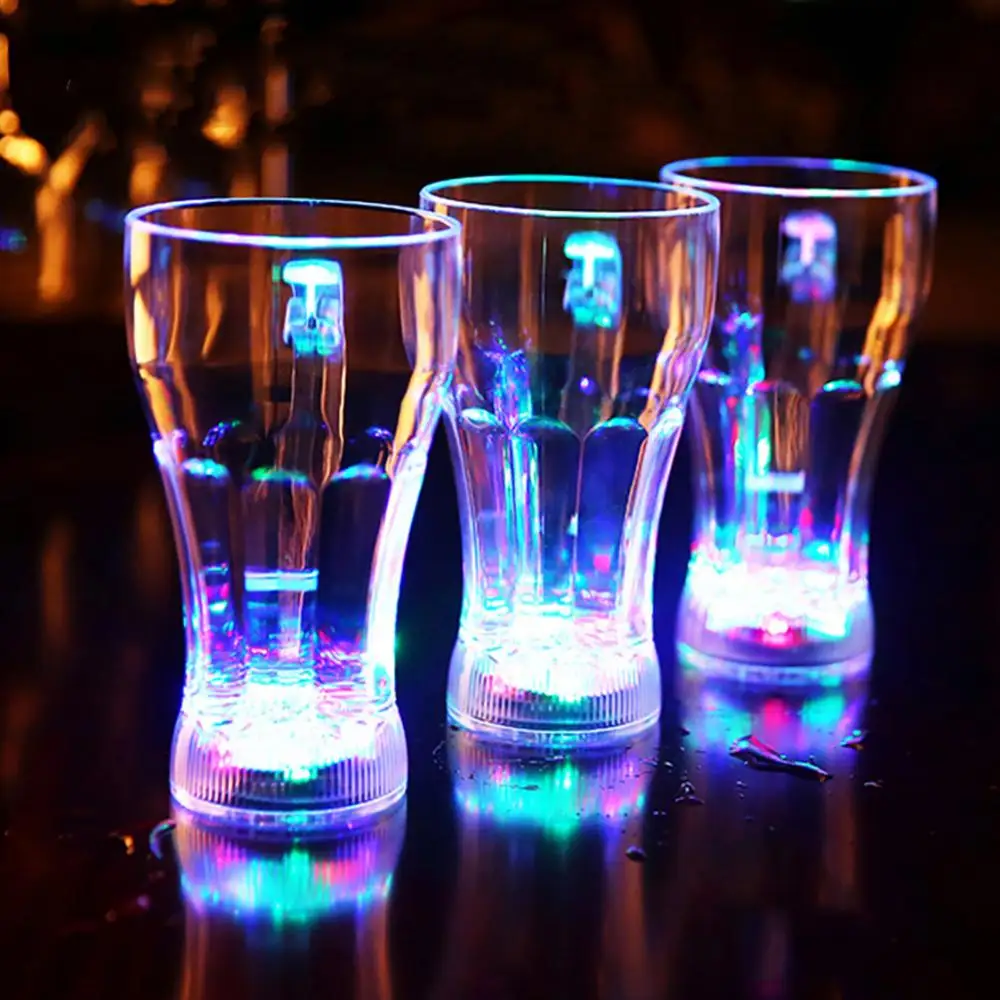 Acrylic LED Flashing Cup Acrylic Color Change Water Activated Light Up Beer Whisky Cup Mug Wine Drinking Glass Cup Beer Cups