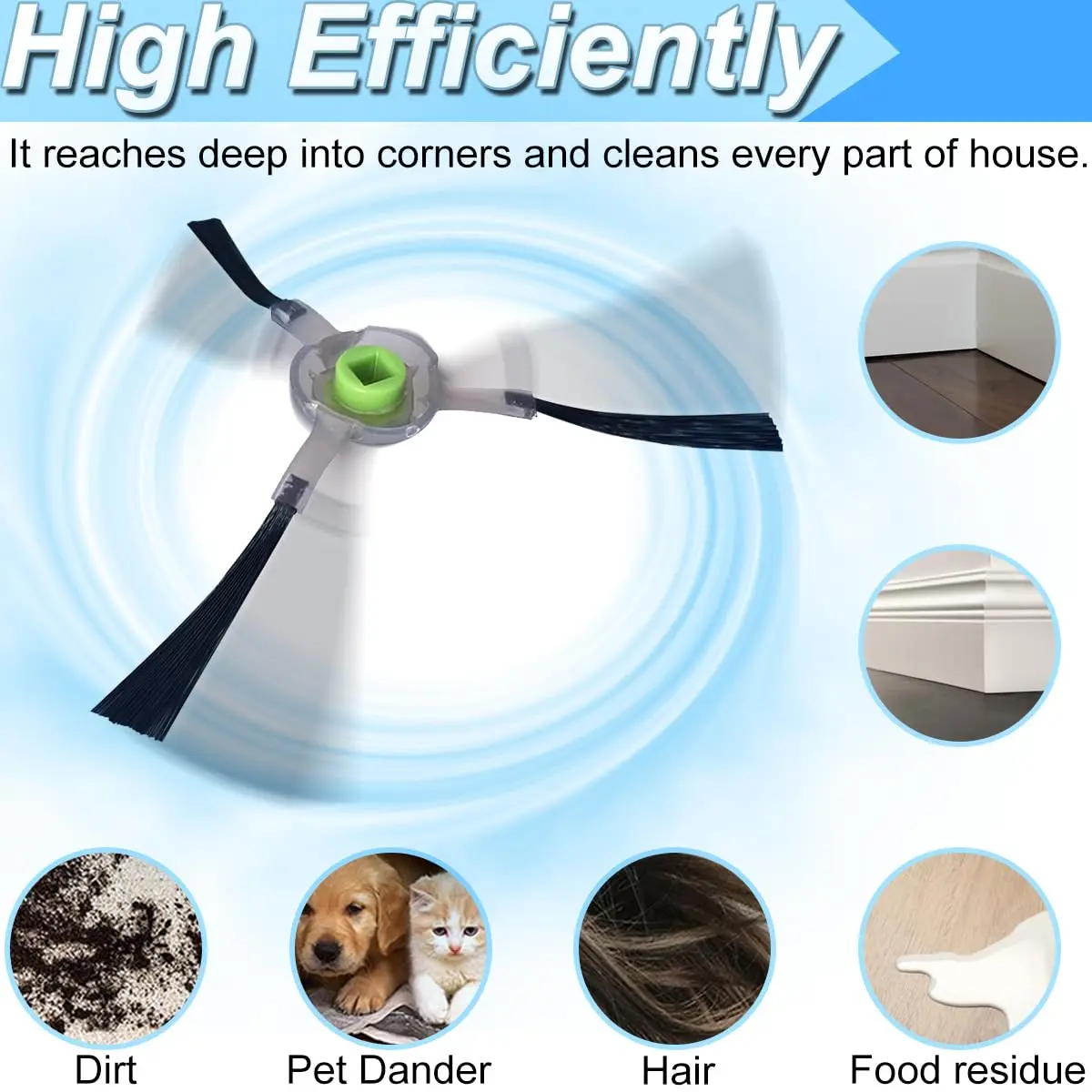 Sikat samping untuk Lefant M210 / M210S / M210B / M210P / M213 / OKP Life K2 / K3 / K4 / K5 / MOOSOO MT501 komponen vakum Robot