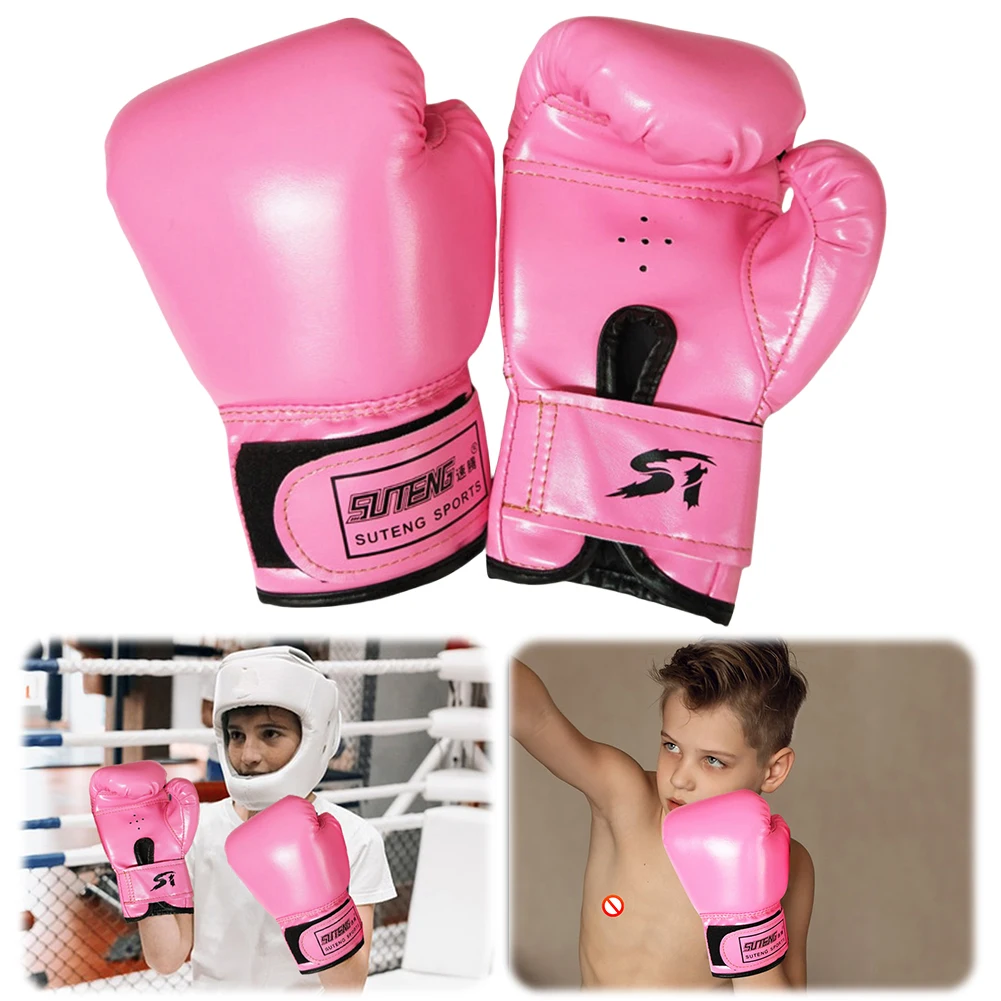 

2Pcs Kids Boxing Gloves PU Leather Training Gloves Breathable Fighting Mitts Taekwondo Mitts for Punching Bag