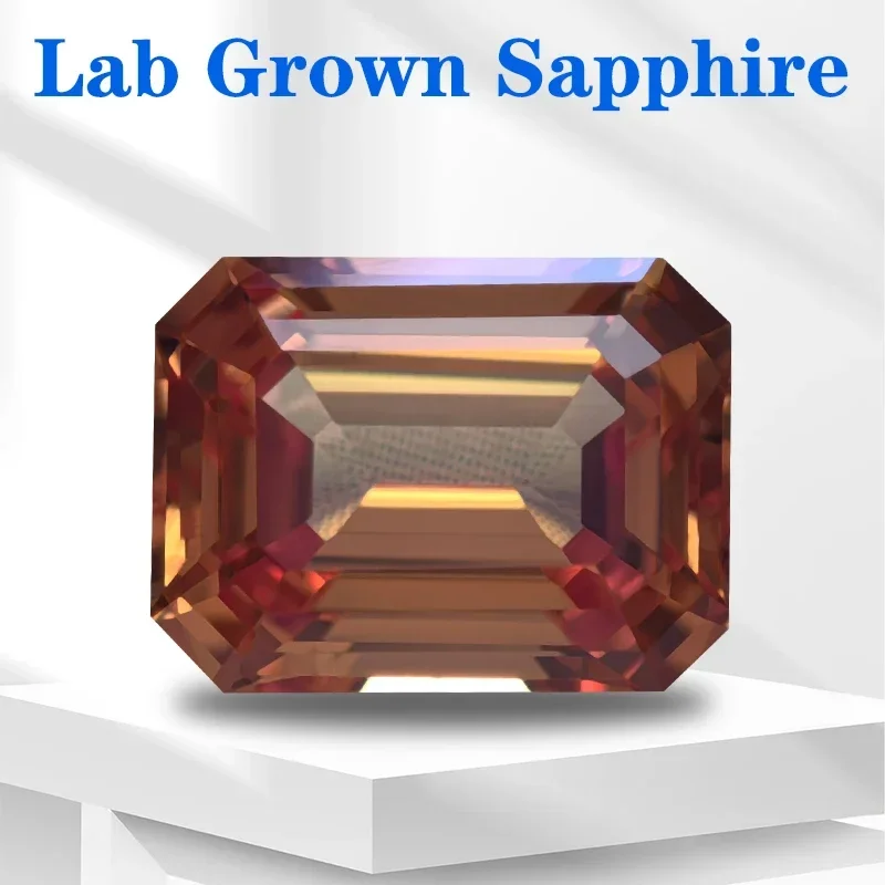 

Lab Grown Sapphire Emerald Cut Orange Color VVS1 Gemstone Charms DIY Advanced Jewelry Making Material Selectable AGL Certificate