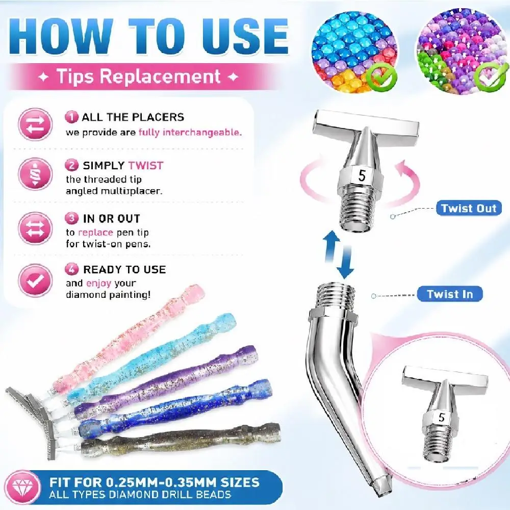 DIY High-Quality Stainless Steel Threaded Diamond Painting Pen Tip Set, DIY Diamond Painting Tools Screw-On Accessories (Different Combination Models 1/2/3/4/5/6/7/8/9/10/11/12/14/15/20/25) view 5