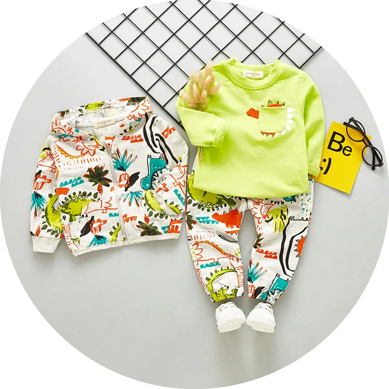 Autumn Baby Girl Clothes Suit Children Boys Cartoon Hooded Jacket T-Shirt Pants 3Pcs/Sets Toddler Casual Costume Kids Tracksuits