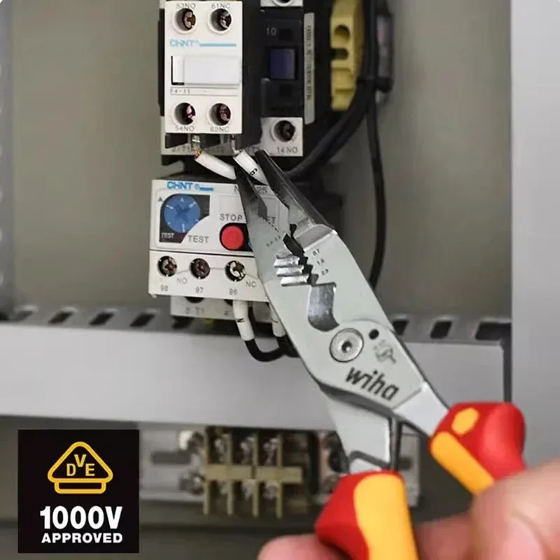 

WIHA 8 in 1 Insulated Pliers 1000V VDE Snip Nose Wire Stripping Plier Multifunctional Electrician Hand Tool 45489