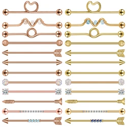 AOEDEJ 14G Rose Gold Color Helix Piercing Earring Industrial Barbell Ring Women Crystal Long Earring Ear Piercing Gift Jewelry