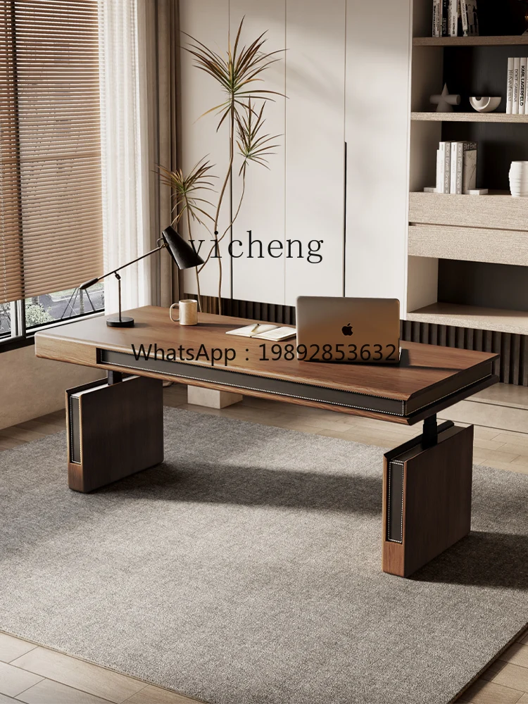 BB  Black Walnut Solid Wood Electric Lifting Table Ash Standing Computer Desk