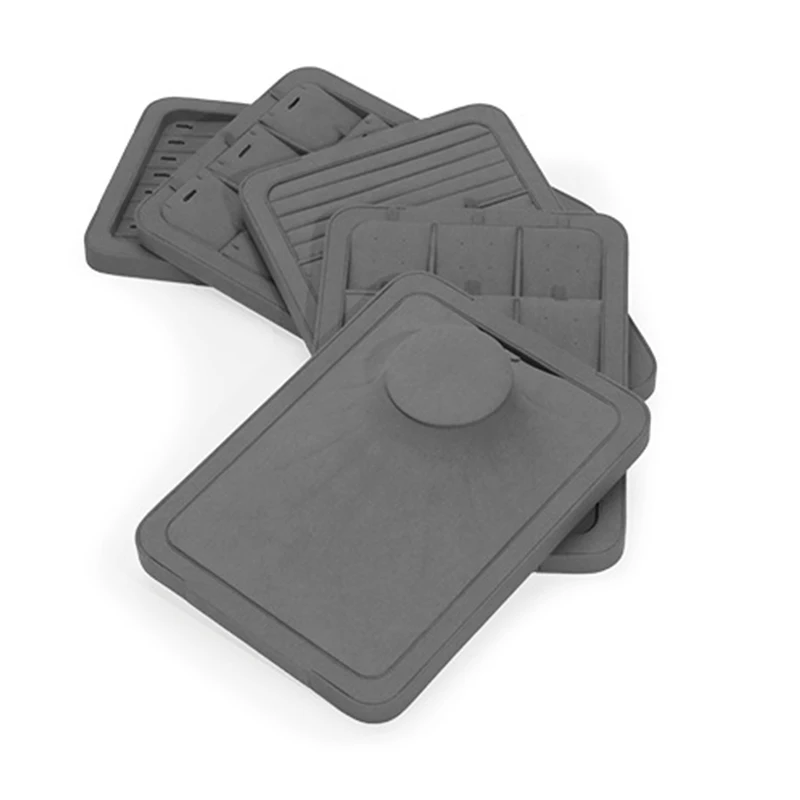 

Grey microfiber jewelry display tray set necklace ring earring jewelry display props counter jewelry tray