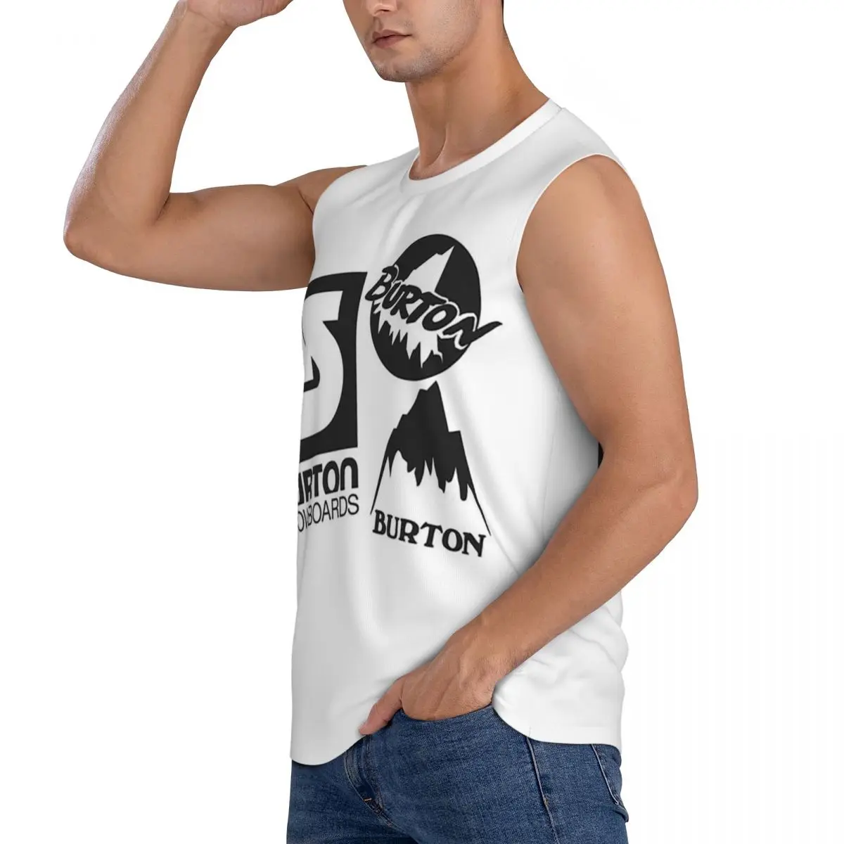 Burton Snowboard Sportive Men Sleeveless Tank Tops Quick Dry Breathable Gym Fitness Running Summer Casual Sport Vest