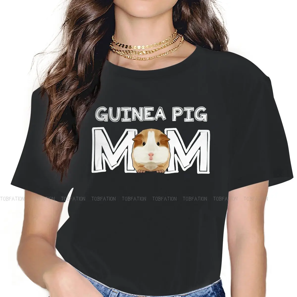 Mom Mommy Mother Rodent Wheek Gift Idea Women Tshirt Guinea Pig Grunge Vintage Female Clothing Loose Cotton Graphic Short Sleeve