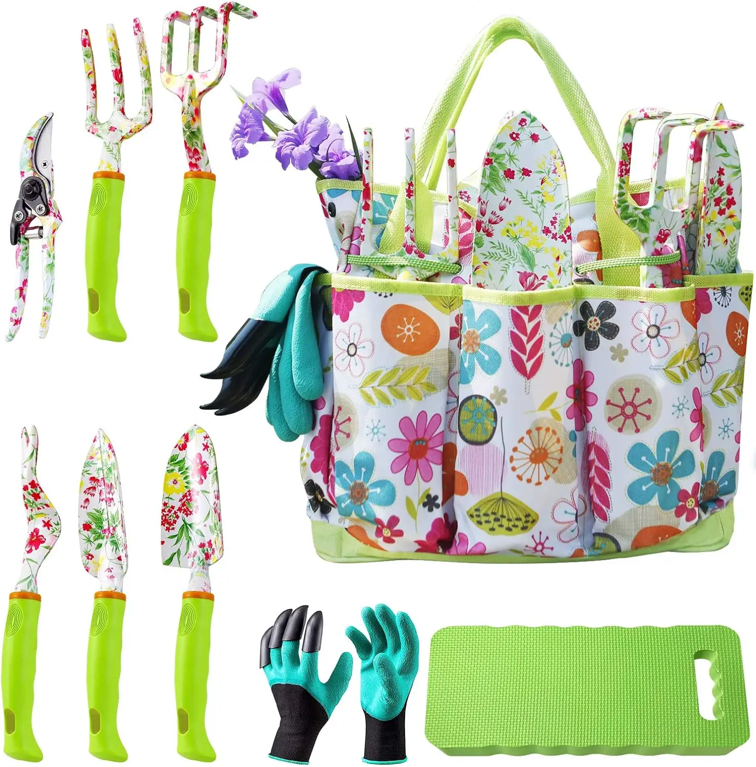 

Naye Garden Tool Set,Cute Gardening Gifts For Women,Birthday Gifts For Mom,Heavy Duty Tool Kit With Gloves,Garden Tote,Kneeling