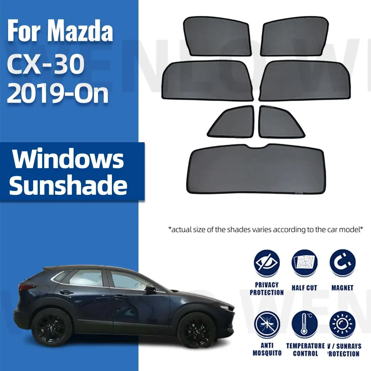 

For Mazda CX-30 CX30 DM 2024 2019-2023 Magnetic Car Sunshade Front Windshield Curtain Rear Side Window Sun Shades Shield