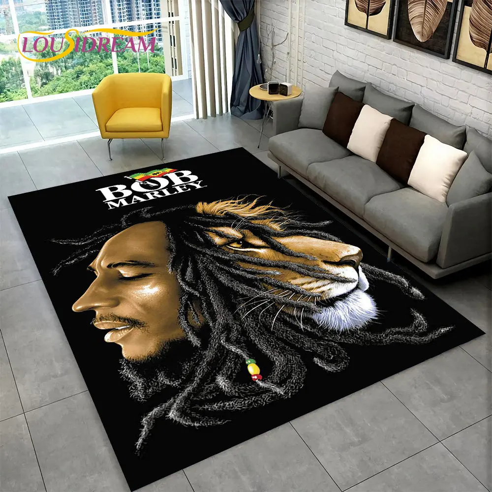 Bob Marley Reggae Music Maple Leaf Jamaican Area Rug,Carpet Rug for Living Room Bedroom Sofa Doormat Decor,Non-slip Floor Mat