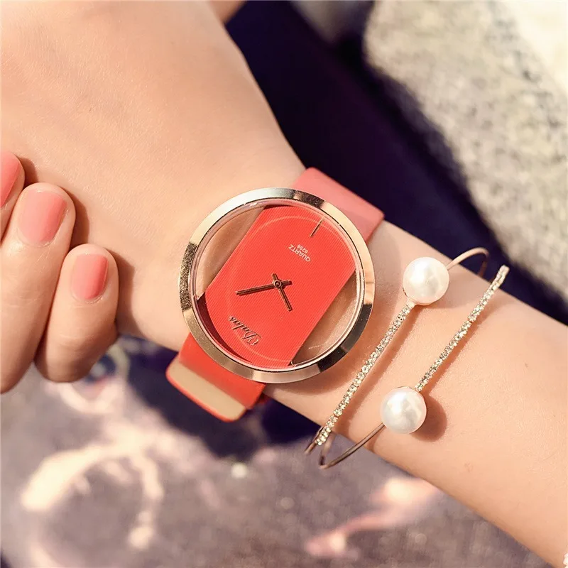 Famous Brand Watch For Women Luxury Leather Skeleton Strap Watch Dress Watch Casual Quartz  Watch